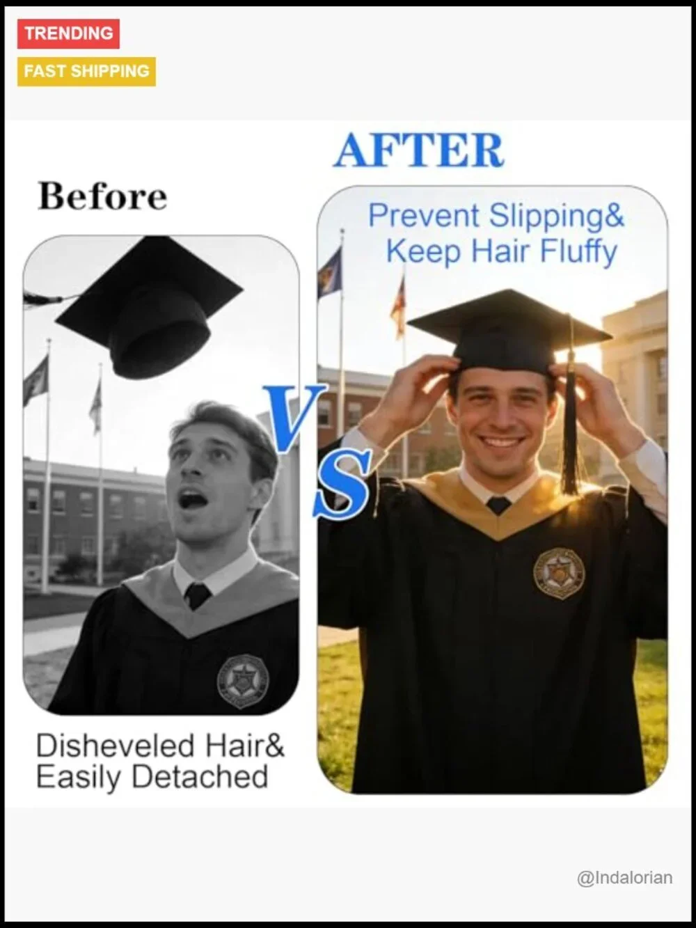 Graduation Cap Headband Insert with Hair Clips, Anti-Falling Design